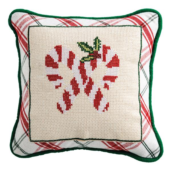 Needle Point Candy Cane Pillow