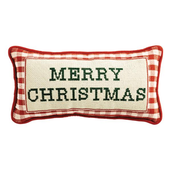 Needle Point Merry Christmas Pillow