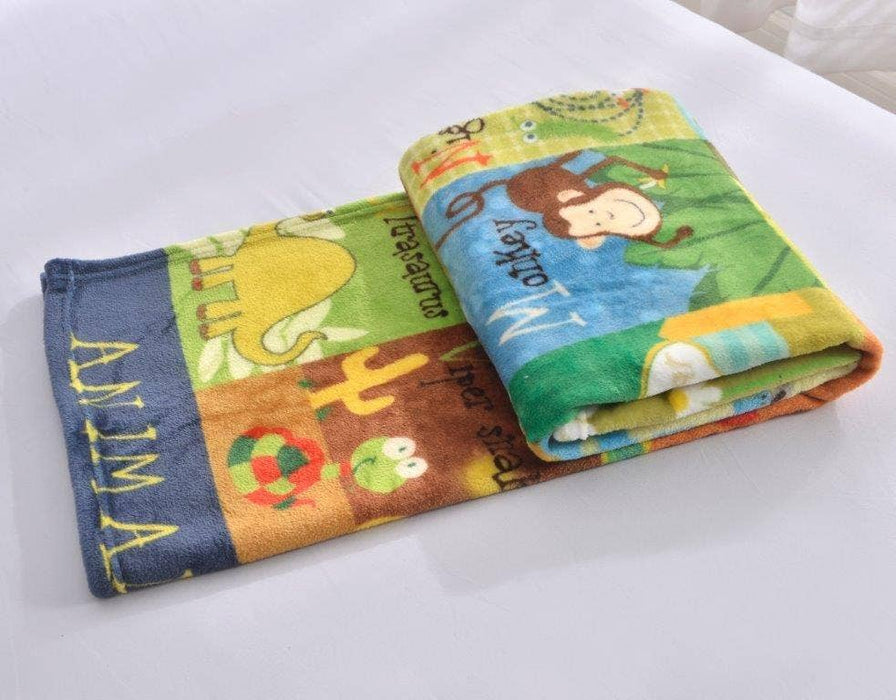 Animal Alphabet Plush Toddler Throw Blanket.