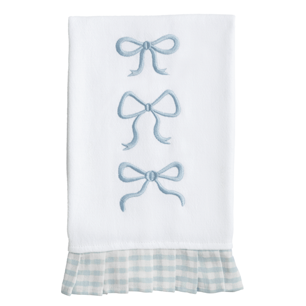 Three Bows Embroidered Towel with Gingham Pleated Edge Towel