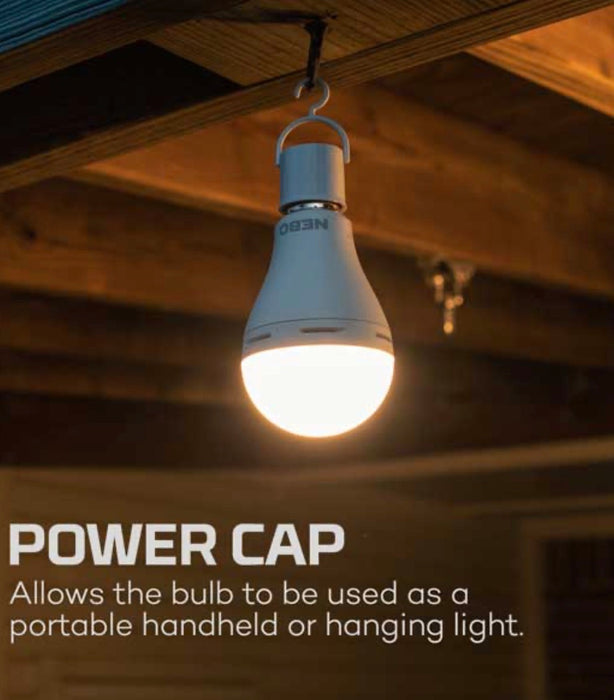 SINGLE PACK Nebo Blackout Emergency Light Bulbs.  These will provide 12 hours of light without electricity.  Works anywhere regular light bulbs do! Comes with a hanging hook. RECHARGEABLE!