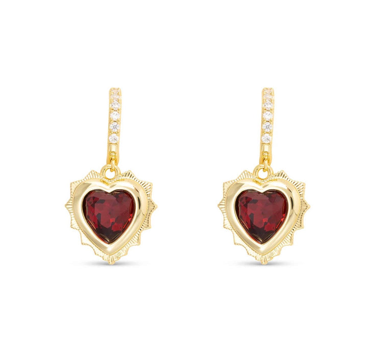 Gold Crystal Birthstone Heart Earrings-12 styles!