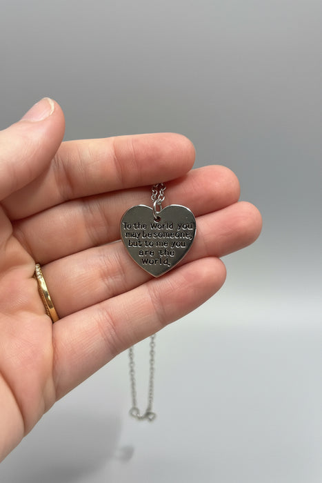 You are The World Silver Heart Necklace
