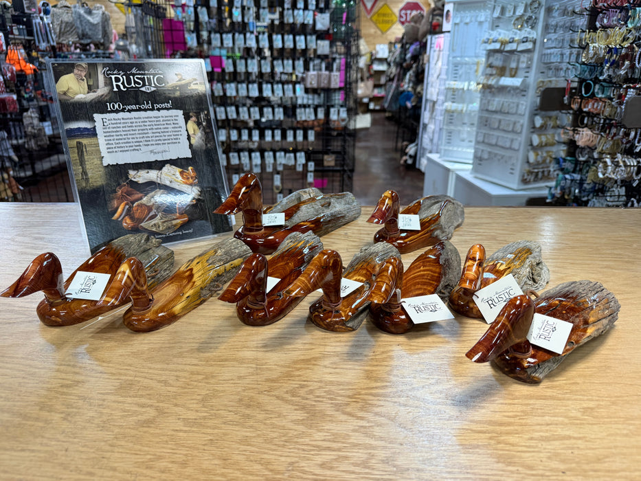 Beautiful Ducks Made From 100 Year Old Fence Posts.  Hand Carved and Polished.