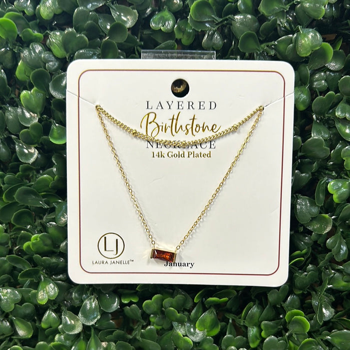 Layered Birthstone Necklaces- 14k Gold Plated