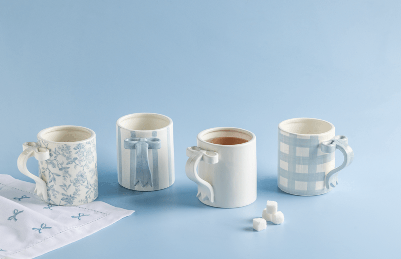 Toile Bow Handle Mug