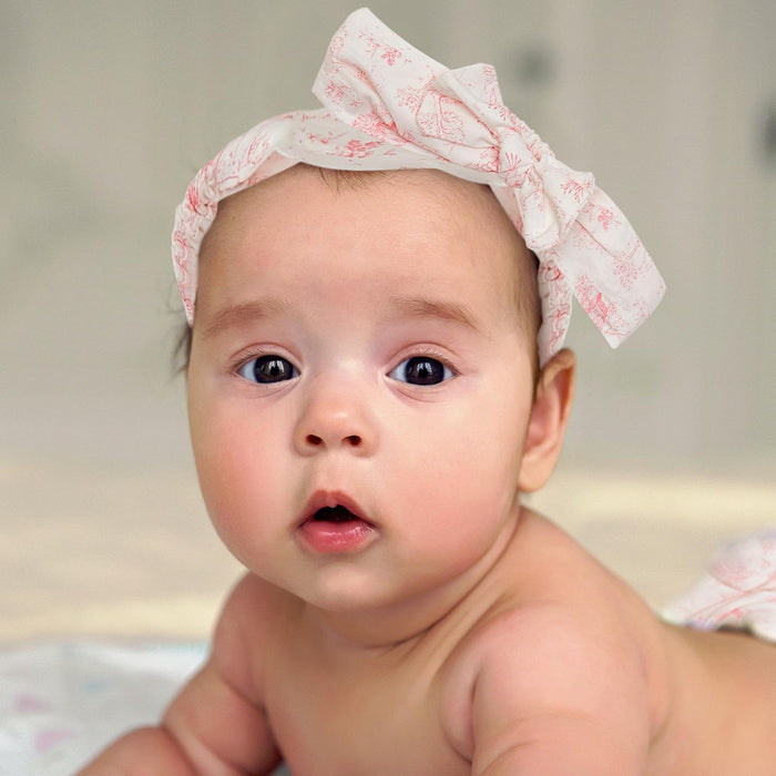 Pink Toile Ruffled Diaper Cover & Headband Set- 2 Sizes!