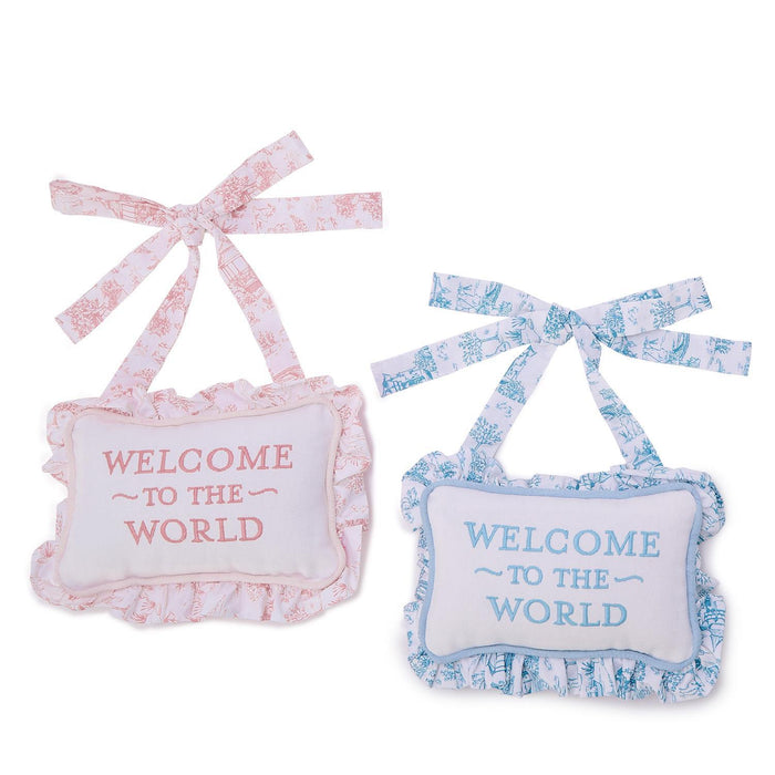 Welcome to the World Embroidered Door Hanger Pillows- 2 Designs!