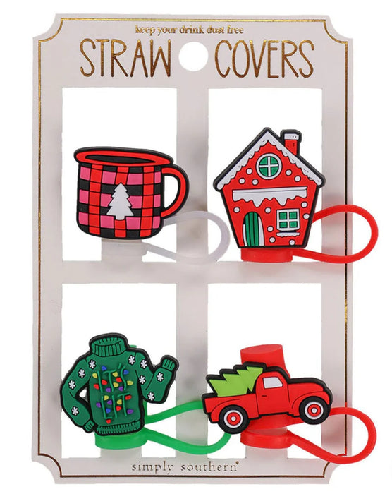 4pk Holiday Straw Toppers - 4 Styles!