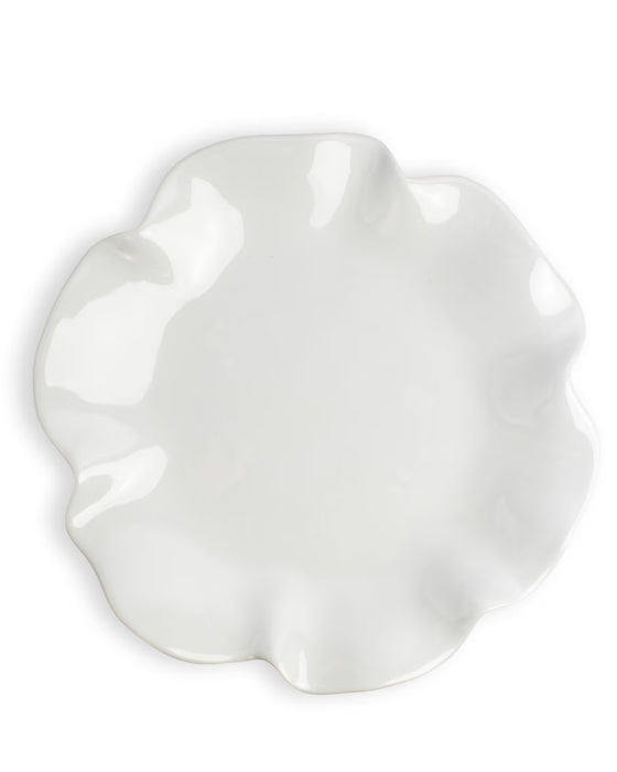 Ripple Melamine White Platter with Ruffled Edge