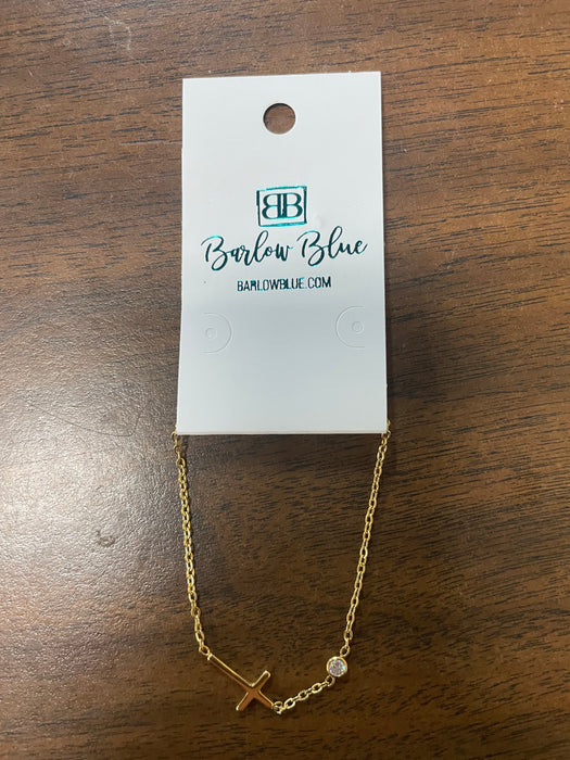 Sideways Cross Birthstone Bracelet