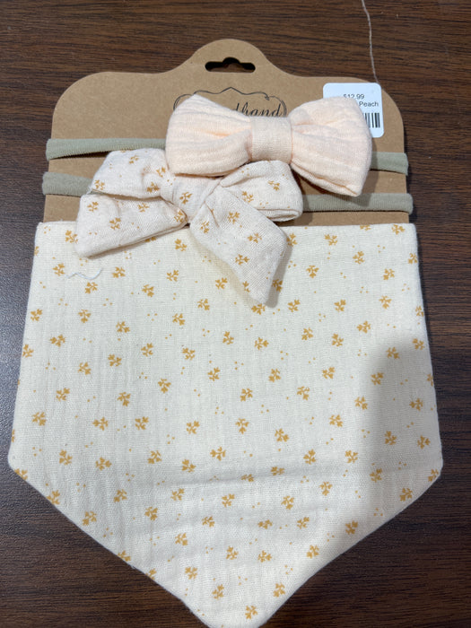 Cream & Peach Bandana Set- Comes with One Bandana and Two Headbands