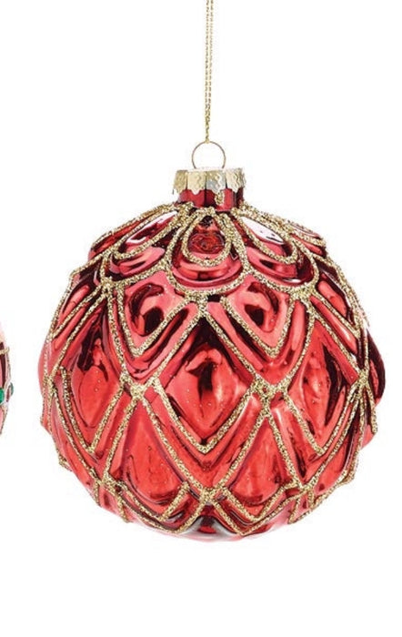 Red & Gold Glass Ornaments-2 Styles!