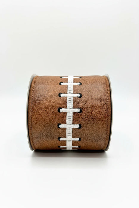 Embroidered Football Stitch Dupion Fused John Mark Ribbon: 4in wide x 5yd