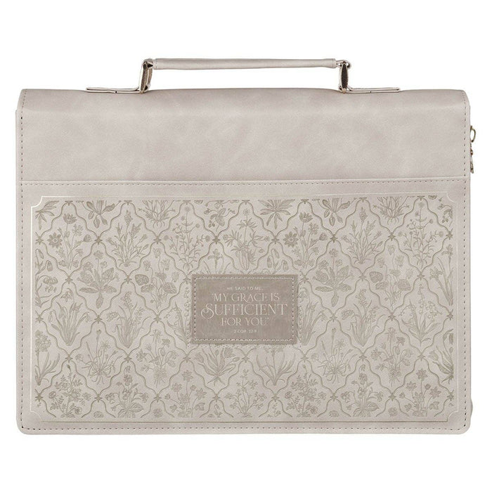 Bible Cover Fashion Taupe My Grace Is Sufficient 2 Cor 12:9: Large