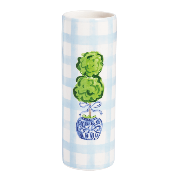 Gingham Topiary Bud Vase