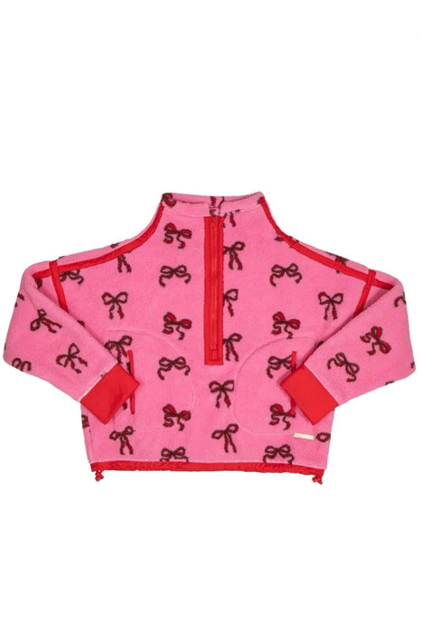 Youth Pink Eileen Bow Quarter Zip Pullover