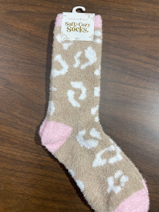 Soft and Cozy Taupe Leopard Socks