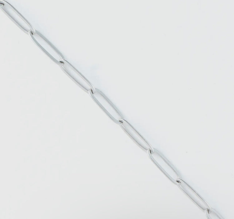 Waterproof Silver 18” Paper Clip Chain Necklace
