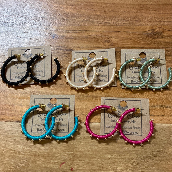 Gold Studded Wrapped Hoop Earrings -5 Colors