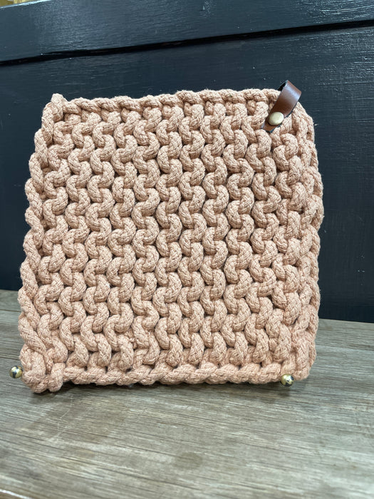 Cotton Crocheted Pot Holders with Leather Loops - 4 Colors!