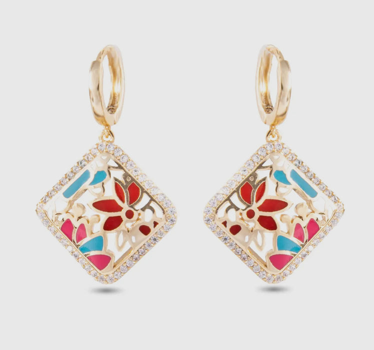 Floral Enamel Earrings