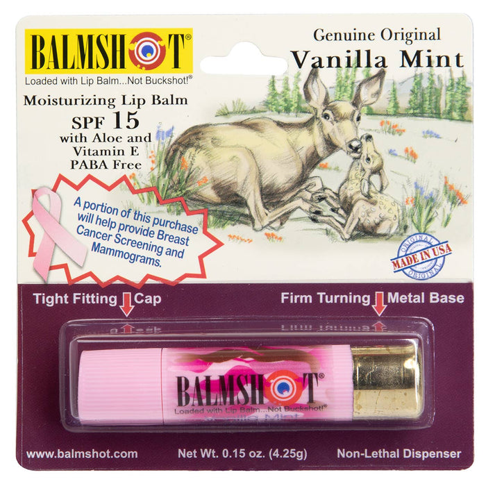 Balmshot Pink Camo Vanilla Mint Lip Balm in a Bullet