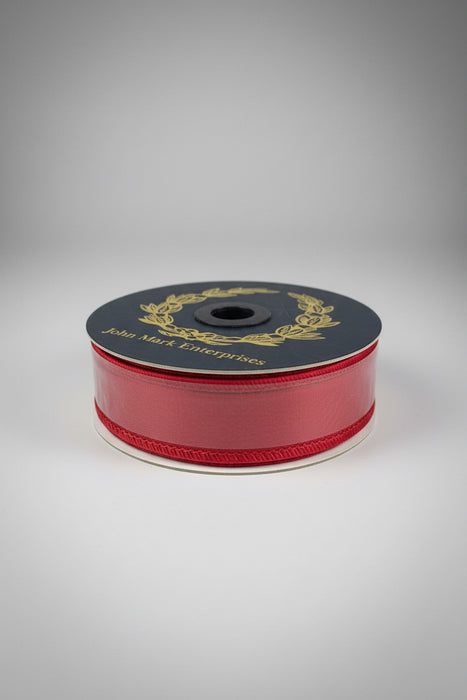 Dupion (Red) Double Sided Fused Currant John Mark Ribbon: 1in wide x 10yd