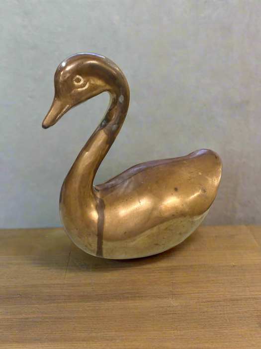 6” Tall Vintage Solid Brass Swan or Duck.  Heavy.  Has aged patina that will come off.
