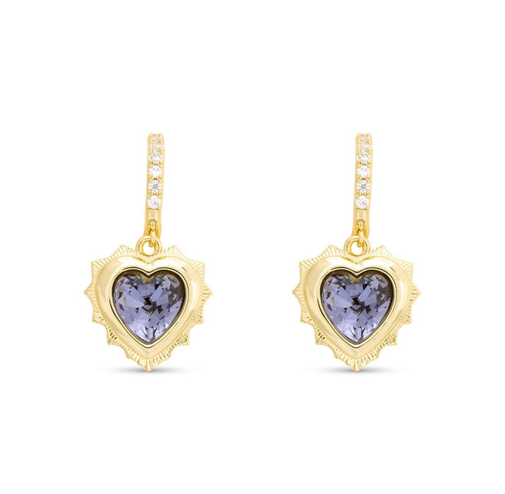 Gold Crystal Birthstone Heart Earrings-12 styles!