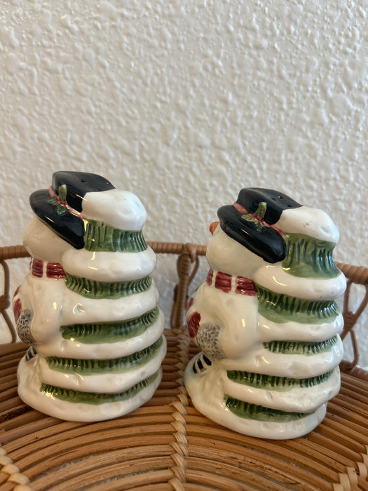 Vintage Christmas Snowman Salt & Pepper Shakers- Sold as a Set
