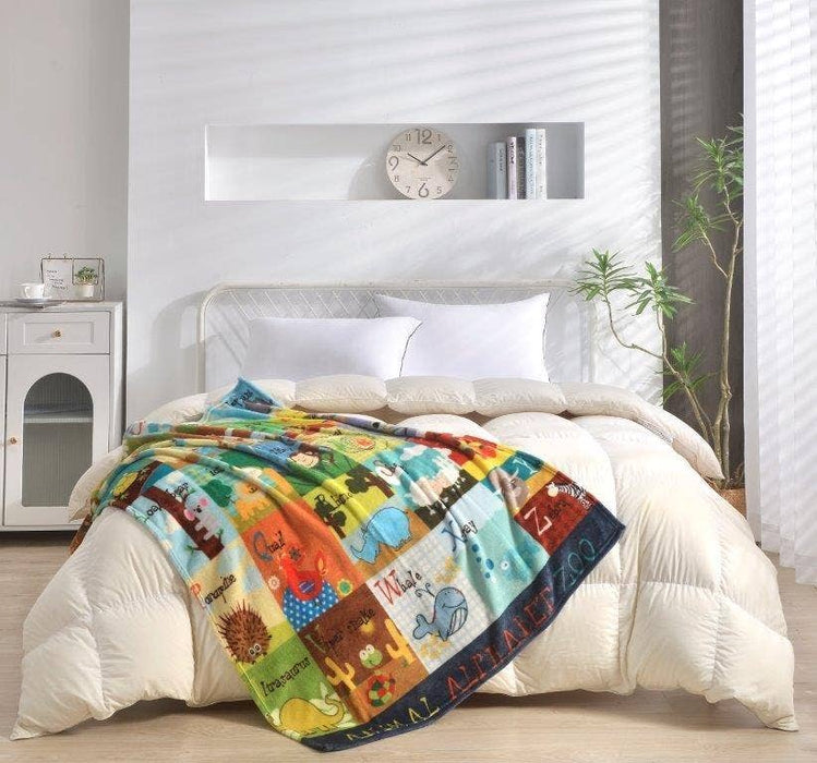 Animal Alphabet Plush Toddler Throw Blanket.