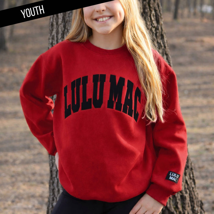 YOUTH Lulu Mac Sweatshirt Red with Black Embroidery