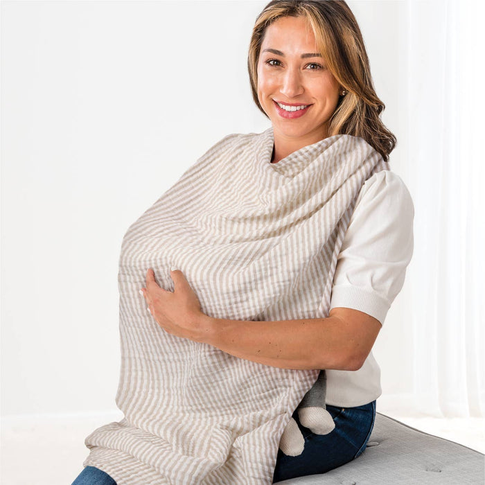 Breastfeeding Boss™: Toast Checkerboard Color.  Swaddle & Breastfeeding Cover in one.