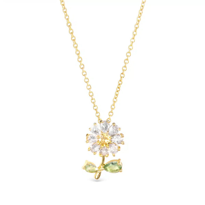 CZ Daisy Necklace - Gold