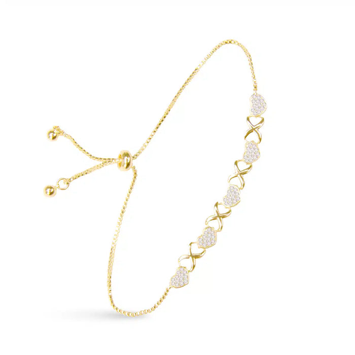 5 Pave Heart Pull Cord Bracelet