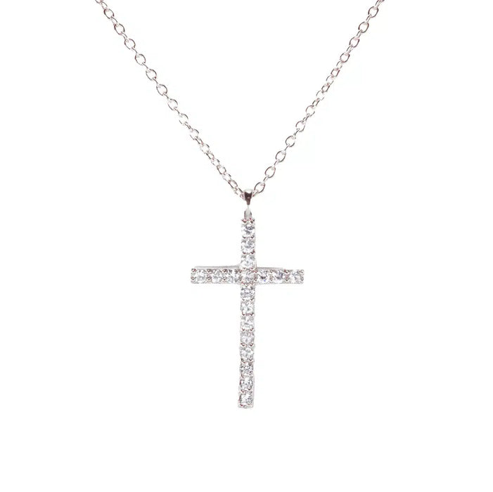 Timeless Radiance - Cross Necklace - Silver