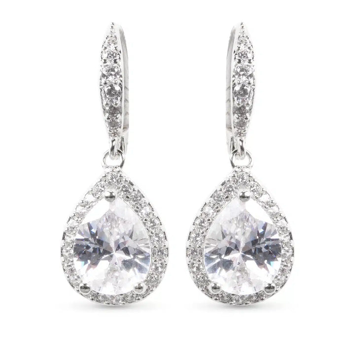 Timeless Radiance CZ Lever-Back Teardrop Earrings