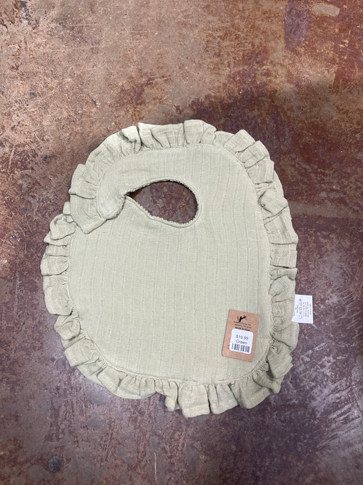 Cotton Double Cloth Baby Bib w/ Terry Back & Ruffles, 6 Colors