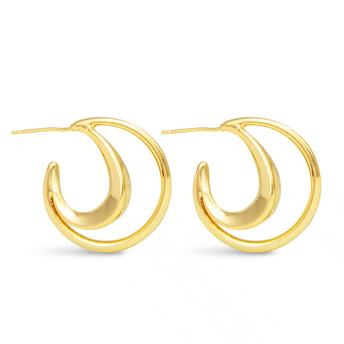 Summer Polished Double Hoop Gold