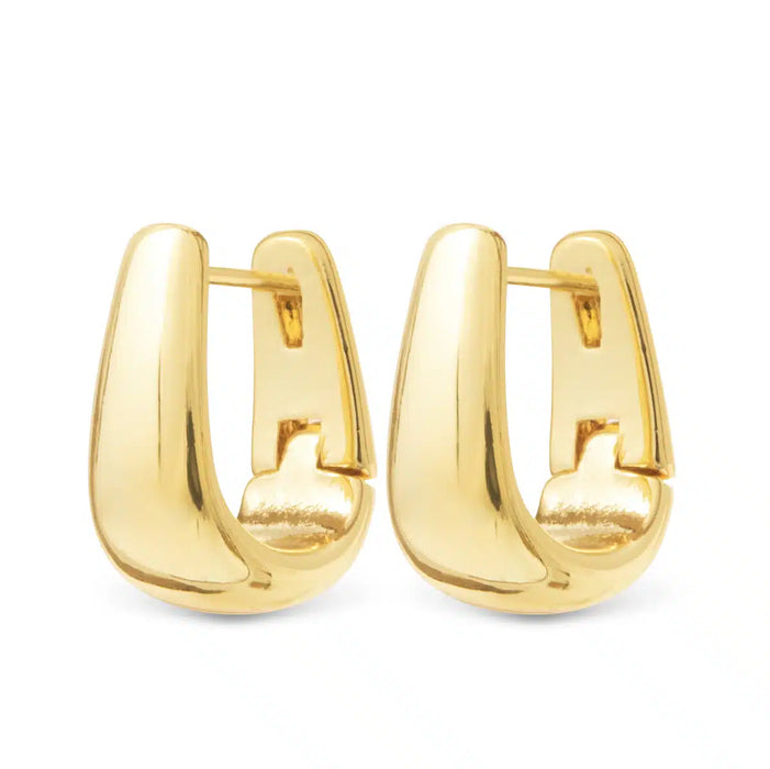 Edna Polished Elongated Huggie Gold