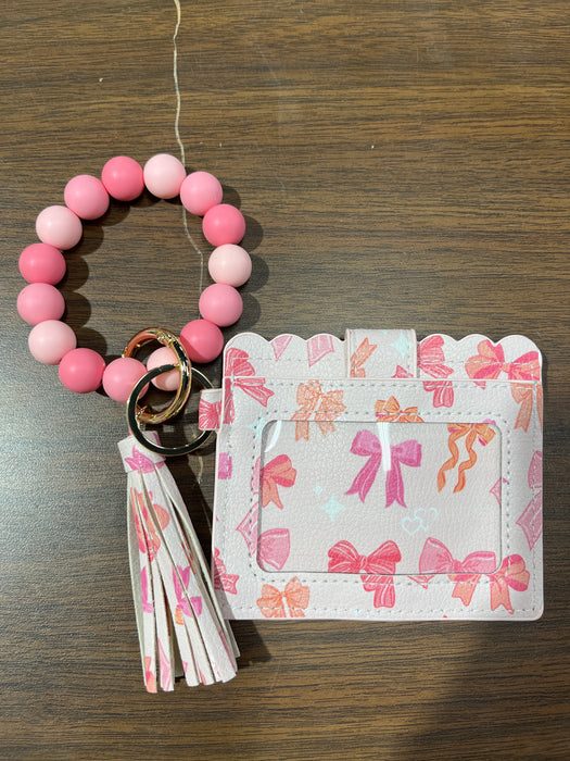 Beaded Bangle Peach Wallet with Bows