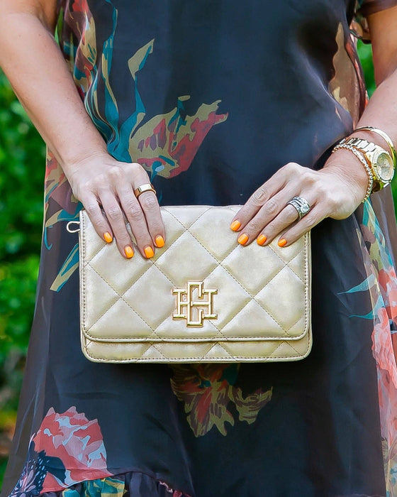 Bryn Gold Shimmer Clutch / Crossbody by Caroline Hill