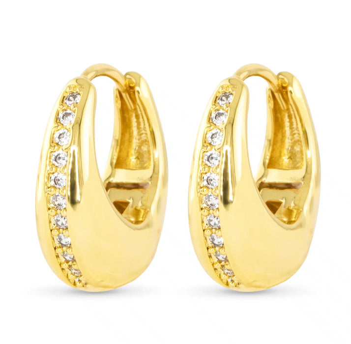 Single Row CZ Hoop Earring – Gold