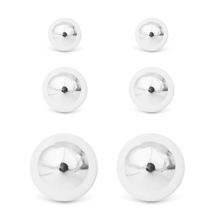 Silver Crystal Polished Ball Stud Triplet