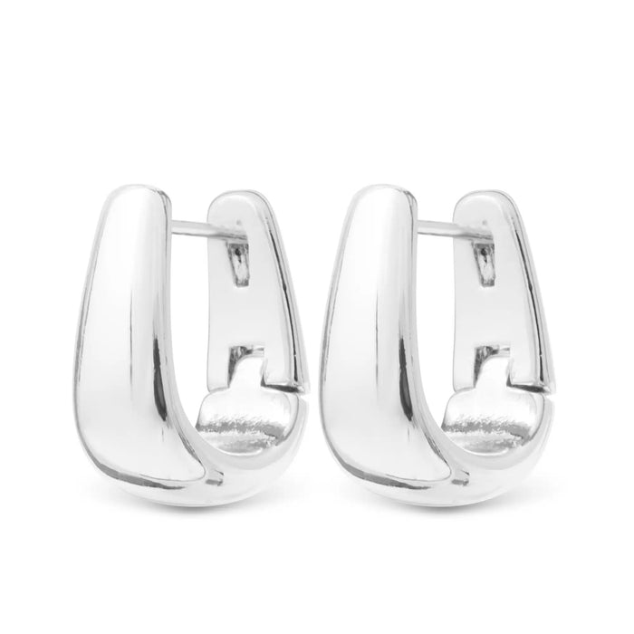 Silver Edna Polished Elongated Huggie
