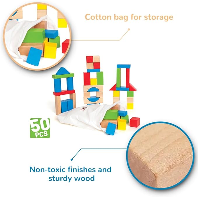 Maple Wood Kids Building Blocks Stacking Wooden Block Educational Toy Set for Toddlers
