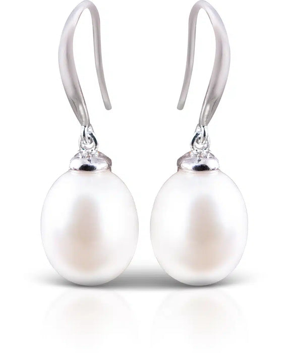 Drop Pearl Earrings - Natural White - Silver