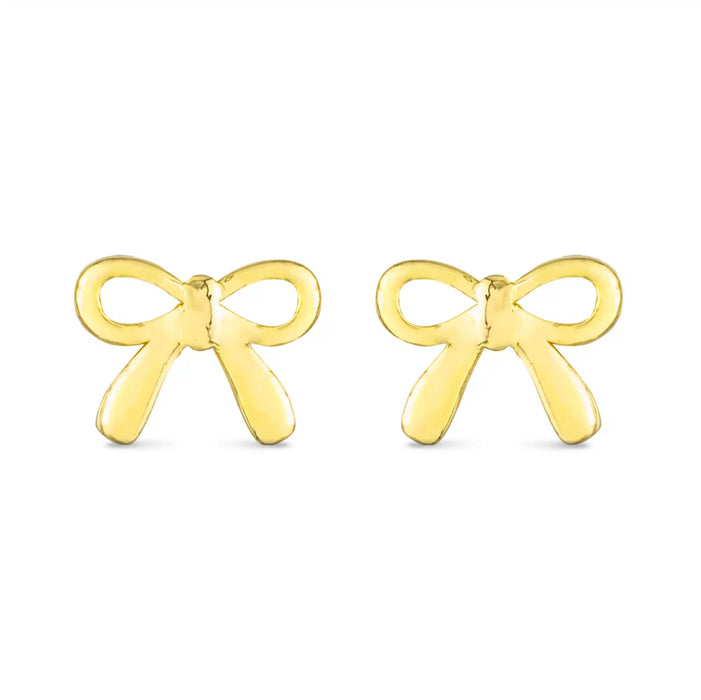 Gold Bow Ribbon Earrings