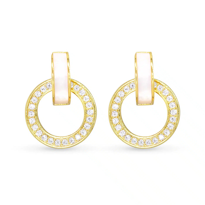 MOP CZ Hoop Earrings